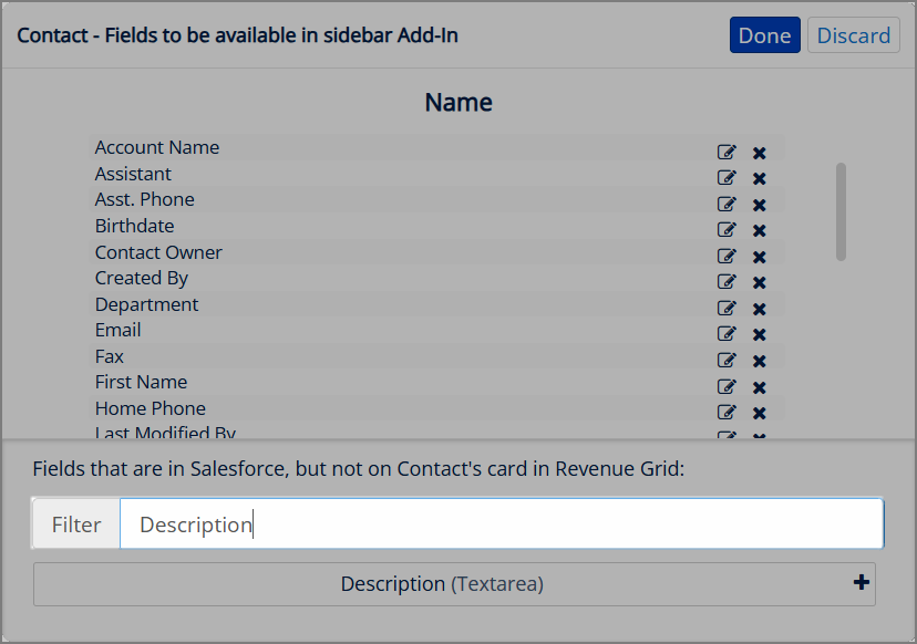 The filter field with the field name entered